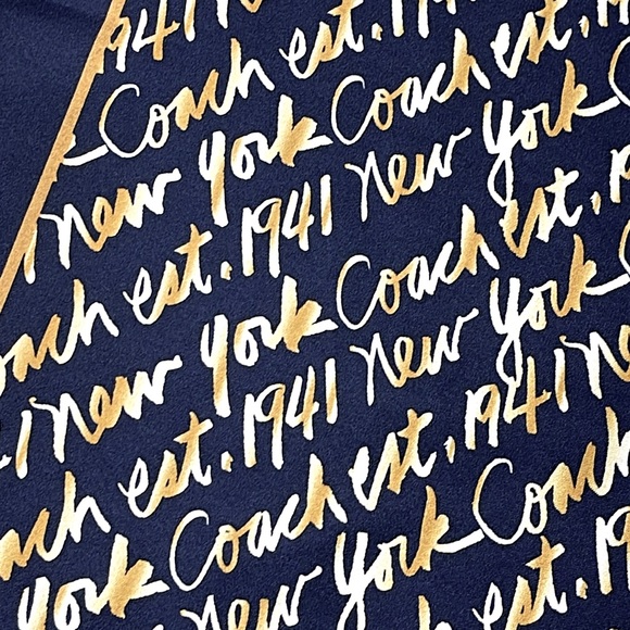 RARE NWOT COACH SCRIPT LUREX SILK SQUARE SCARF - Picture 3 of 3